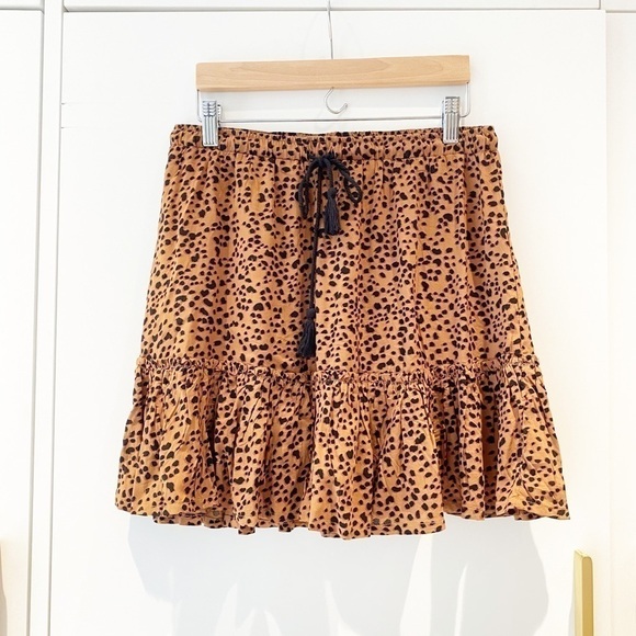 𝅺cotton On Leopard Print Ruffle skirt with tassels - Picture 1 of 4